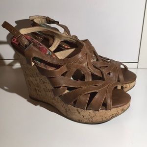 Xappeal Brown strappy wedge sandals